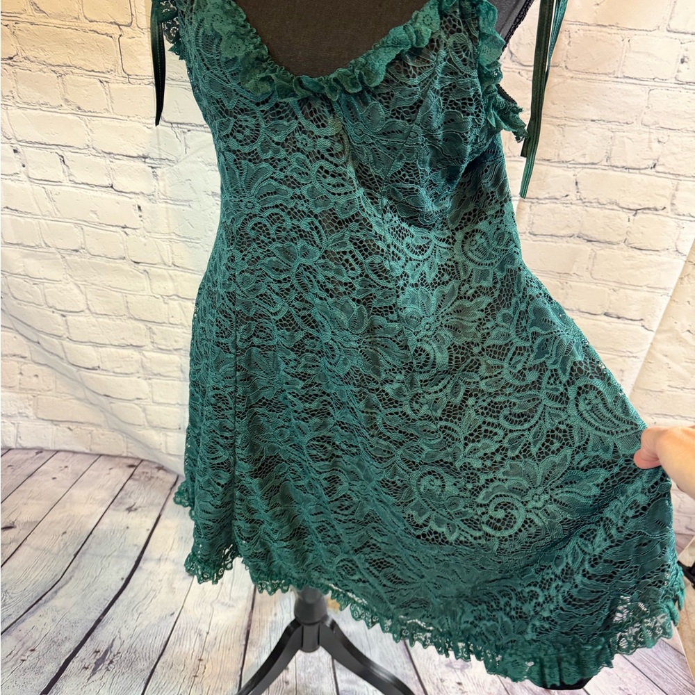 Dolls Kill Teal Lace Midi Dress - Picture 2 of 4